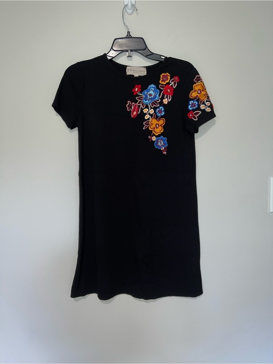 Philosophy Dresses & Skirts - Black slip dress with stitched red orange flowers philosophy Small